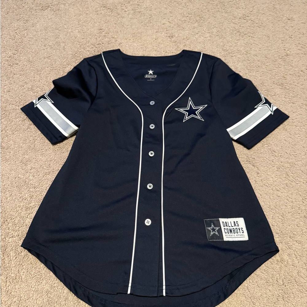 Dallas Cowboys Women's Navy Button-Up Jersey